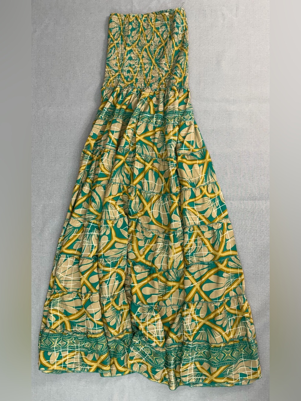 BOHO MIAMI One Size Abstract Maxi Dress Green Yellow